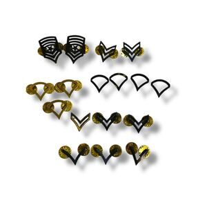 Lot of 17 Vintage US Military Rank Pins Assorted Black Goldtone